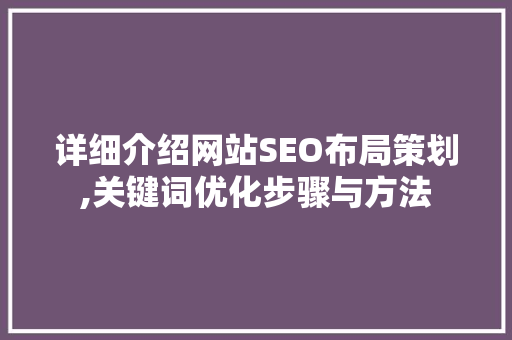 详细介绍网站SEO布局策划,关键词优化步骤与方法