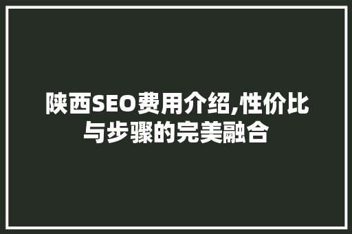 陕西SEO费用介绍,性价比与步骤的完美融合
