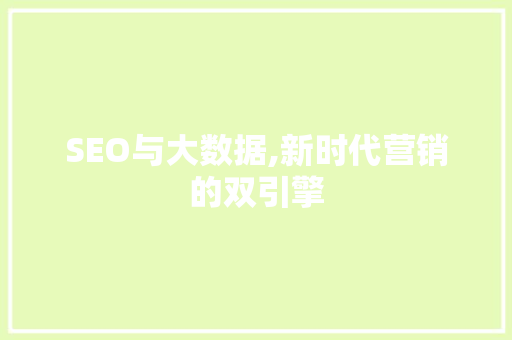 SEO与大数据,新时代营销的双引擎