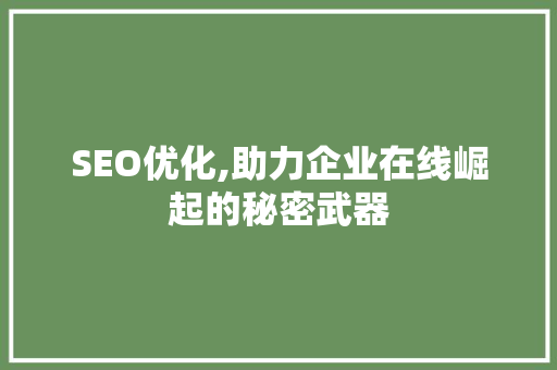 SEO优化,助力企业在线崛起的秘密武器