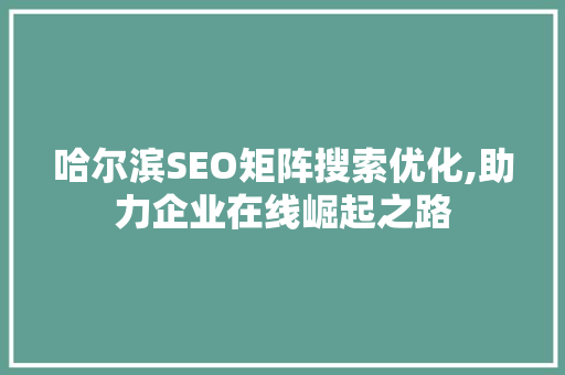 哈尔滨SEO矩阵搜索优化,助力企业在线崛起之路  第1张
