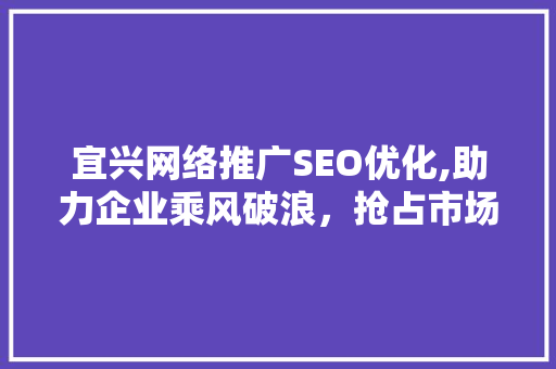 宜兴网络推广SEO优化,助力企业乘风破浪，抢占市场先机