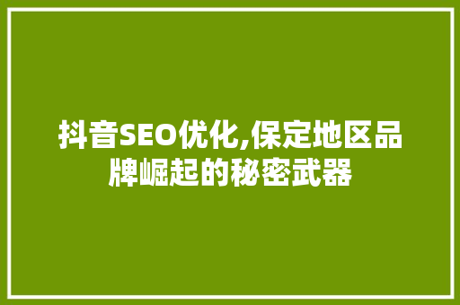 抖音SEO优化,保定地区品牌崛起的秘密武器