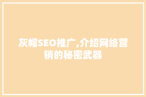 灰帽SEO推广,介绍网络营销的秘密武器