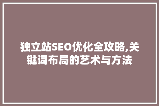 独立站SEO优化全攻略,关键词布局的艺术与方法