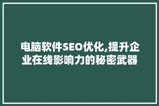 电脑软件SEO优化,提升企业在线影响力的秘密武器