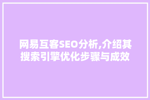 网易互客SEO分析,介绍其搜索引擎优化步骤与成效