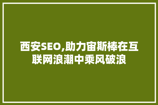 西安SEO,助力宙斯棒在互联网浪潮中乘风破浪