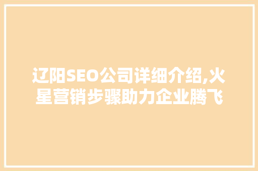 辽阳SEO公司详细介绍,火星营销步骤助力企业腾飞