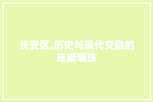 长安区,历史与现代交融的璀璨明珠