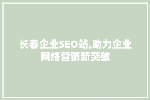 长春企业SEO站,助力企业网络营销新突破