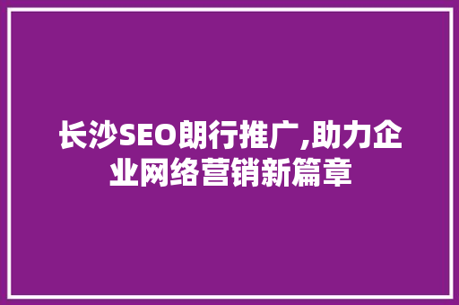 长沙SEO朗行推广,助力企业网络营销新篇章