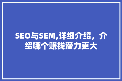 SEO与SEM,详细介绍，介绍哪个赚钱潜力更大