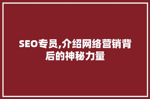 SEO专员,介绍网络营销背后的神秘力量