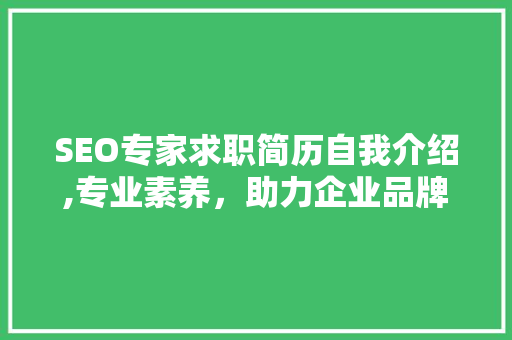 SEO专家求职简历自我介绍,专业素养，助力企业品牌腾飞