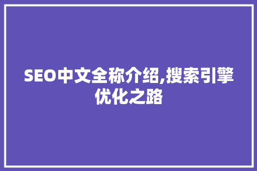 SEO中文全称介绍,搜索引擎优化之路