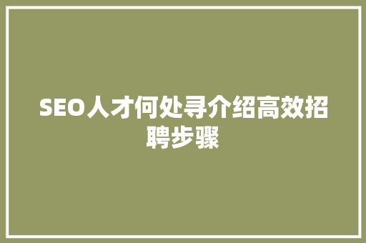 SEO人才何处寻介绍高效招聘步骤