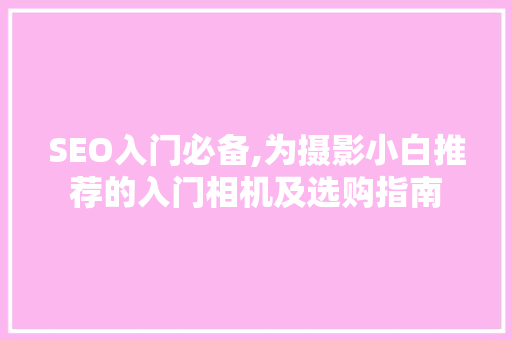 SEO入门必备,为摄影小白推荐的入门相机及选购指南