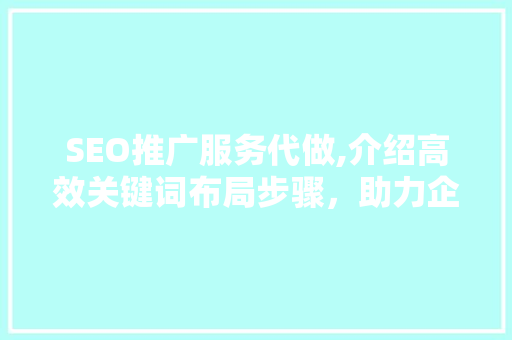 SEO推广服务代做,介绍高效关键词布局步骤，助力企业互联网营销