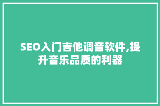 SEO入门吉他调音软件,提升音乐品质的利器