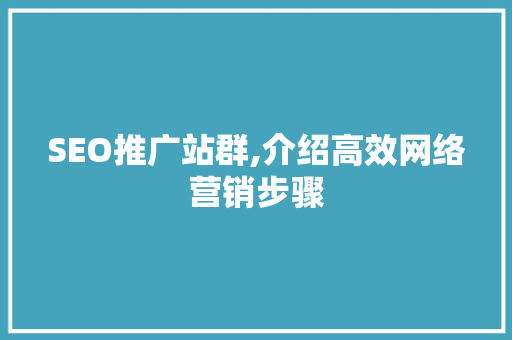 SEO推广站群,介绍高效网络营销步骤
