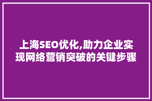 上海SEO优化,助力企业实现网络营销突破的关键步骤
