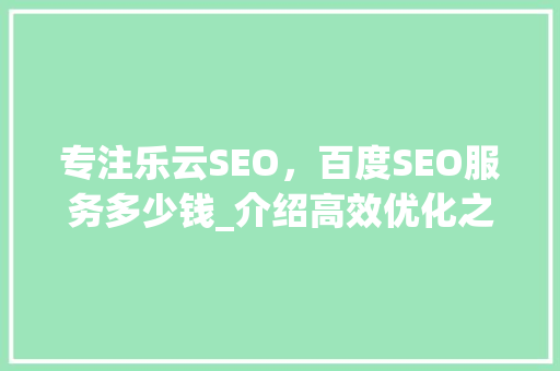 专注乐云SEO，百度SEO服务多少钱_介绍高效优化之路  第1张