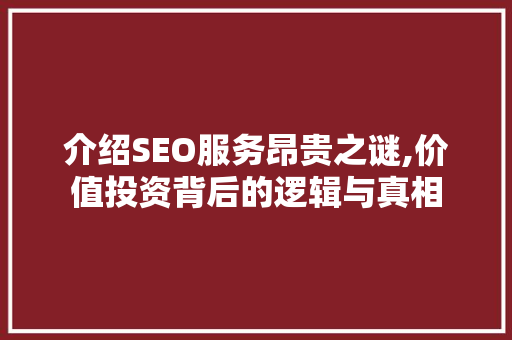 介绍SEO服务昂贵之谜,价值投资背后的逻辑与真相