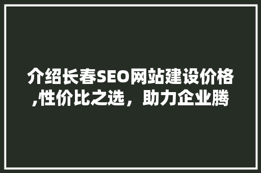 介绍长春SEO网站建设价格,性价比之选，助力企业腾飞