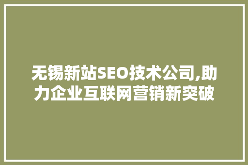无锡新站SEO技术公司,助力企业互联网营销新突破