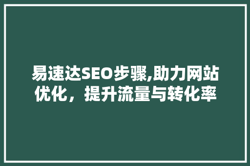 易速达SEO步骤,助力网站优化，提升流量与转化率