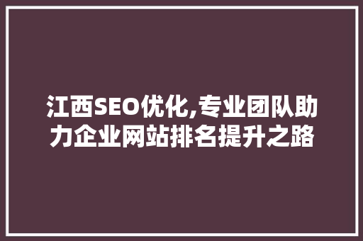 江西SEO优化,专业团队助力企业网站排名提升之路
