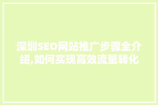 深圳SEO网站推广步骤全介绍,如何实现高效流量转化