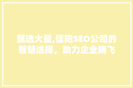 甄选火星,信阳SEO公司的智慧选择，助力企业腾飞