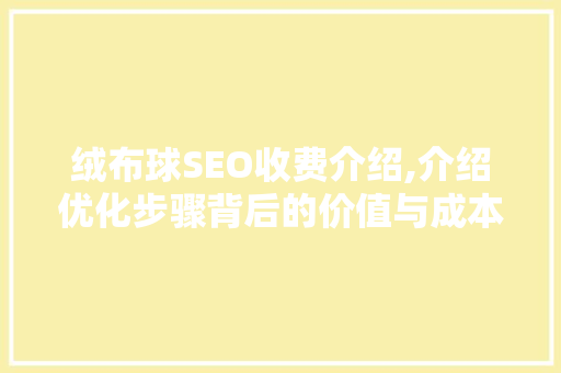 绒布球SEO收费介绍,介绍优化步骤背后的价值与成本