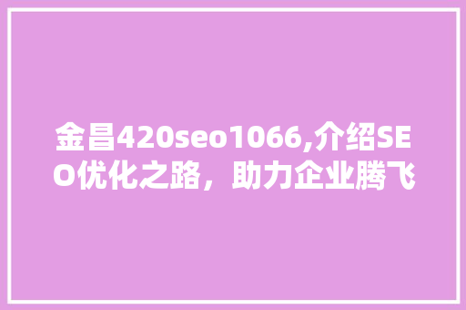 金昌420seo1066,介绍SEO优化之路，助力企业腾飞