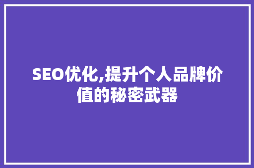 SEO优化,提升个人品牌价值的秘密武器