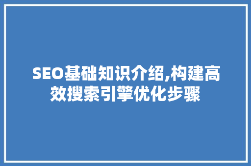 SEO基础知识介绍,构建高效搜索引擎优化步骤