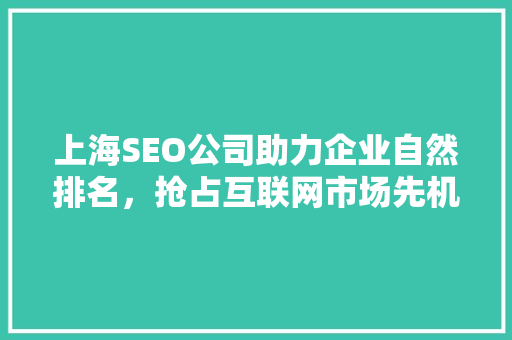 上海SEO公司助力企业自然排名，抢占互联网市场先机