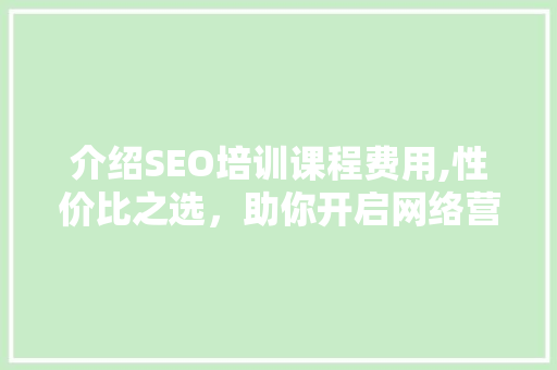 介绍SEO培训课程费用,性价比之选，助你开启网络营销之旅