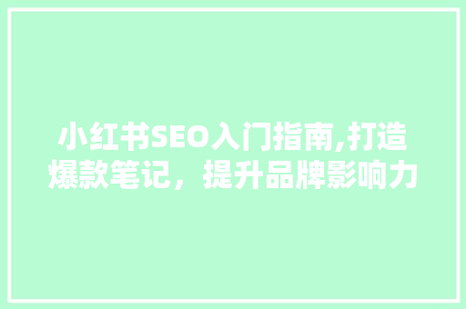 小红书SEO入门指南,打造爆款笔记，提升品牌影响力  第1张