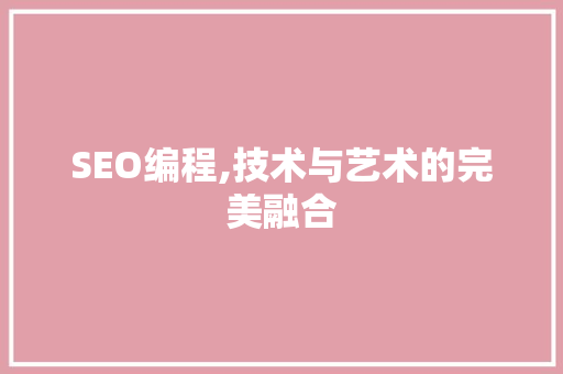 SEO编程,技术与艺术的完美融合