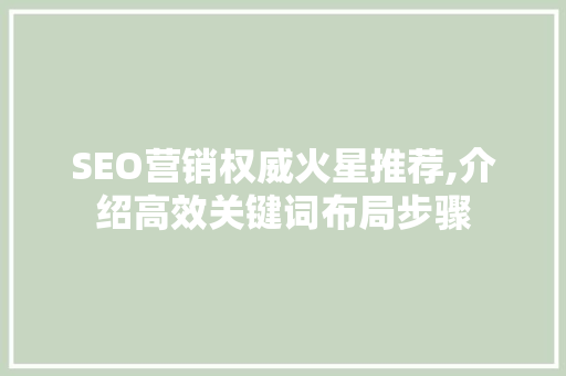 SEO营销权威火星推荐,介绍高效关键词布局步骤