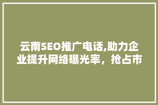 云南SEO推广电话,助力企业提升网络曝光率，抢占市场先机