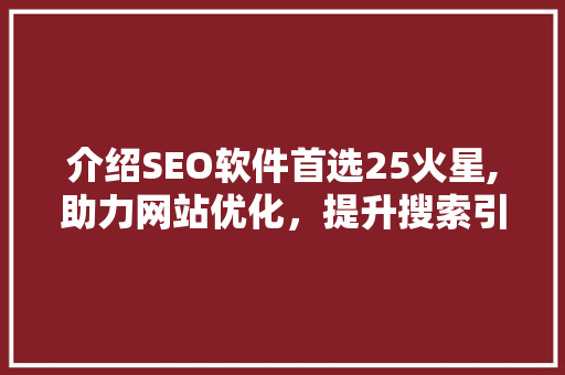 介绍SEO软件首选25火星,助力网站优化，提升搜索引擎排名