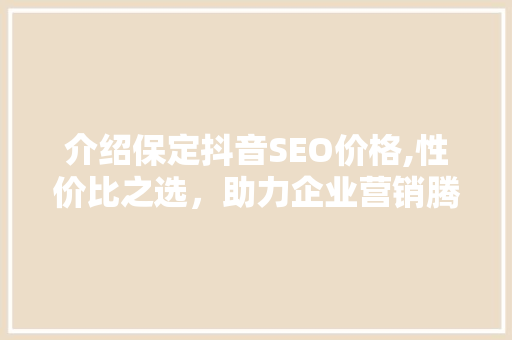 介绍保定抖音SEO价格,性价比之选，助力企业营销腾飞