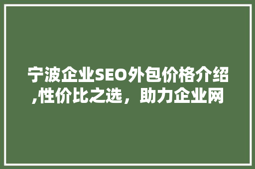 宁波企业SEO外包价格介绍,性价比之选，助力企业网络营销腾飞