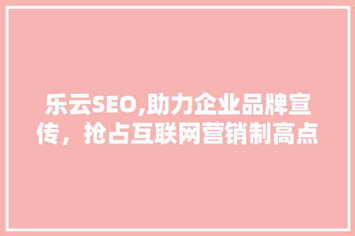 乐云SEO,助力企业品牌宣传，抢占互联网营销制高点