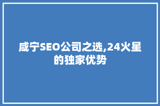 咸宁SEO公司之选,24火星的独家优势
