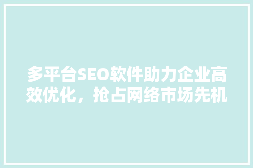 多平台SEO软件助力企业高效优化，抢占网络市场先机